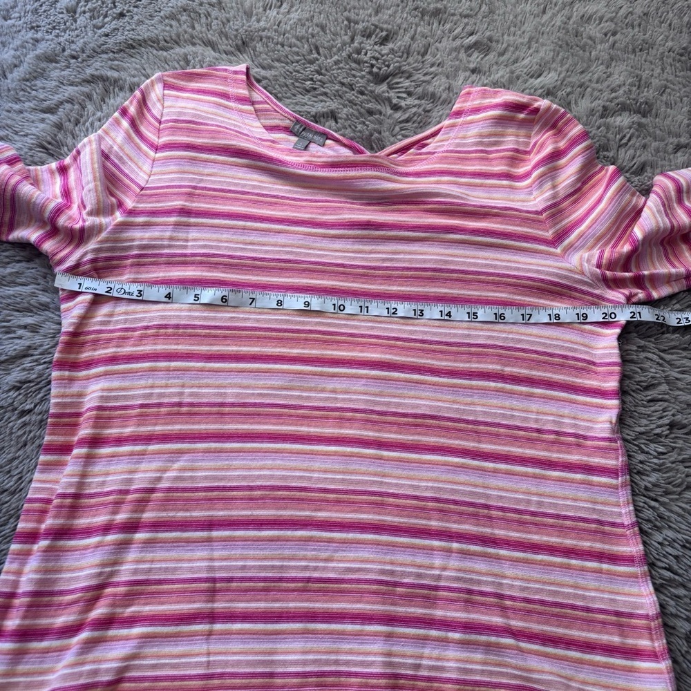 Talbots Pink coastal beachy Striped Long Sleeve Top size L - Picture 3 of 7
